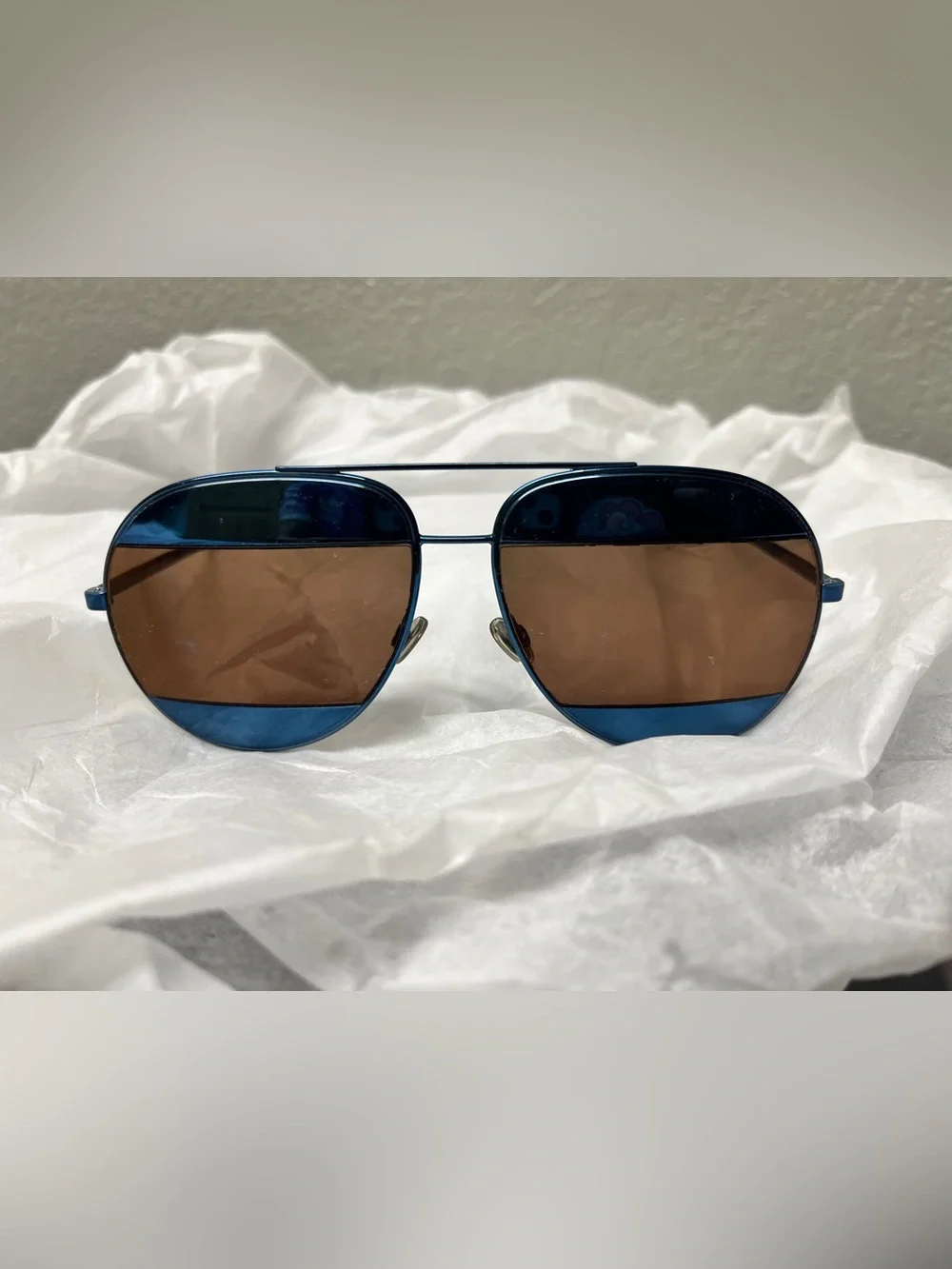 Christian Dior DiorSplit 1/S Y4ERD Aviator Sunglasses Blue Italy 59-14-145 Good